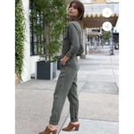 Wash Lab Womens Cinched Waist Chambray Wake Me up Jumpsuit Army Green XS NWT Photo 2