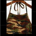 SheIn Halter Neck Camouflage Crop Cami Top - Olive Green Photo 2