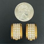 Christian Dior Vintage  Goldtone Clear Pave Crystal Half Hoop Clip Earrings 17g Photo 5