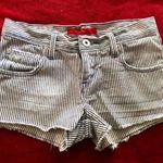Levi's  striped shorts engineer jean denim 4 27 S white blue short vintage Photo 0