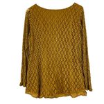 Belle France Mustard Yellow Embroidered Lace Long Sleeve Blouse Photo 2