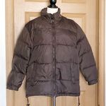 Old Navy Women’s Puffer Coat Zip Up with Hidden Hood Brown •Size Large Photo 1