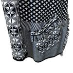 Leo & Nicole Black and White Geometric Knit Fringed Cardigan Sweater Size Small Photo 2