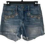 American Eagle Outfitter Embellished Blue Denim Mid Shorts Size 4 Photo 0
