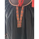 H&M Blouse Size 14 Black Boho Peasant Renfair Lightweight Tassels Embroidery Photo 1