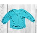 H&M Blouse Women 2 Blue Green Teal Bell 3/4 Sleeve Boho Hippy Top Shirt Photo 2