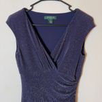 Lauren Ralph Lauren Petite Glitter Ruched Sheath‎ Dress Navy Size 4P Blue Photo 1
