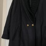 NEW PINKO Italian Wool Knit Overlap Pea Coat Gold accent size US 8 medium Black Photo 2
