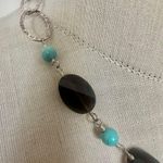 Sterling Silver Turquoise & Smoky Quartz Statement Necklace Blue Photo 5