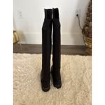Donald Pliner Black Over the Knee Boots Lug Sole Thigh High Stretch Boots 6.5 Photo 4
