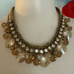 Loft Ann Taylor Charmed Crystal Gold Rhinestone Necklace Statement Piece Photo 0