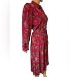 Andrea Gayle Petites Vintage 90s Red Eclectic Paisley Floral Secretary Dress Size 12 Photo 2