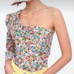 ZARA Floral One Shoulder Top With Side Zipper Size Small Photo 0