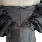 Faeriesty Elegant Off Shoulder Short Sleeve Satin Dress Black Photo 6