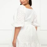 Eloquii Elements Plus Size 22 White Belted Eyelet Dress Knee Length Photo 1