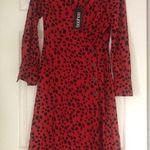 Boohoo Petite Red Dalmatian Print Button Midi Dress Photo 0
