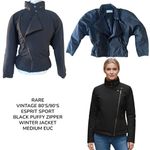 Esprit Rare Vintage 80s 90s Sport Black Puffy Zipper Winter Jacket Medium EUC Photo 1