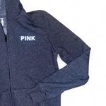 PINK - Victoria's Secret Victoria's Secret PINK gray zip up hoodie with multicolor sequin logo on back Photo 3