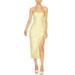 Amanda Uprichard  Ivy Dress Midi Yellow Jaquard size Medium Photo 2
