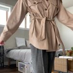 Goldie London Y2k Tan Vegan Faux Leather Coat Photo 2