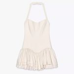 ZARA  Elegant White cream Halter corset ruffle Dress Photo 9