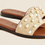 J.Crew  BX906 Georgina‎ woven faux-raffia sandals with pearls Slides Size 8 Photo 0