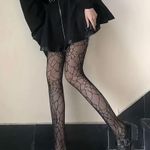 SpiderWeb Pattern Fishnet Tights Hollow Out High Waist Slim Fit Footed Pantyhose Black Photo 11