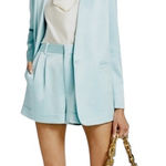 Alice + Olivia “Conry” Pleated Satin Shorts in Powder Blue NWT Size 6 Photo 0