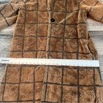 Fair Haven Plush Faux Fur Winter Sweater Coat Size Large Checkered plaid brown Tan Photo 10