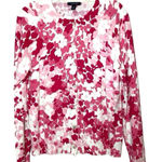 Lands' End Women’s Long Sleeve Floral Print Cardigan Pink/White Size Medium Photo 0