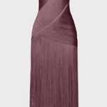 NWT Herve Leger Asymmetric Draped Fringe Halter Maxi Gown Mauve Women's Medium Purple Photo 4