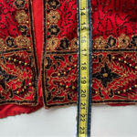 Laurence Kazar  Silk Beaded Vintage Jacket Top Red Small Large Medium Photo 12