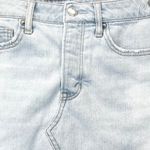 American Eagle Womens 4 Denim Mini Skirt Light Wash Distressed Hem Button Fly Photo 2