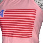 Isaac Morris (XS) USA Flag Graphic Crop Top Halter Neck Tie Sleeveless Tank Red Photo 7