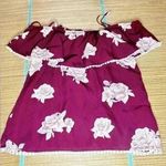 No Boundaries Women’s Maroon Rose Off Shoulder Blouse Photo 0