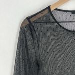 Soprano  Womens Top Size S Polka Dot Sheer Mesh Top Bell Sleeves Black Whimsygoth Photo 2