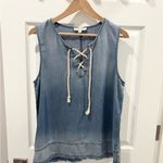 Black Swan  Micah Ombré Lace-Up Denim Top in Blue Size‎ Medium Photo 3