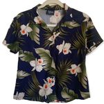 Royal Creations | Floral Button Down Aloha Shirt sz S Blue Photo 0