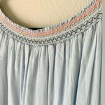 Free People Loose Embroidered Light Blue Off Shoulder Floral Tunic Photo 3