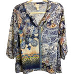  Blouse Women's Size Large Paisley Lightweight Office Business Chicos 2‎ Photo 0