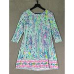 Lilly Pulitzer Sea Isle Tunic Dress Blue Pink Flamingo Palm 3/4 Sleeve Small Photo 6