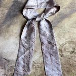 Poetry Gray Silver  Print Skinny Silk Scarf Photo 0