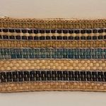 Vintage Straw Basketweave Straw Striped Clutch Tan Photo 0