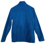 Lands’ End Women’s Blue & Black Houndstooth Fleece Quarter Zip Pullover S (6–8) Photo 1