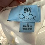 CeCe  Womens Shirt Puff Sleeve Square Neck Ruffle Dot White Top Size Small NWT Photo 6