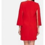 Tahari Asl Firebird Red Split Cape Sleeve Shift Dress Size 4 Photo 1
