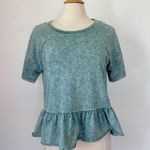 Cato Blue Tie-Dye Ruffle Hem Short Sleeve Top Photo 0