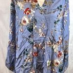 cj banks  long sleeve vneck Pintuck pleat floral blouse top size XL Photo 0