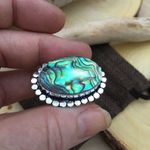 Abalone Sterling Silver Ring Size 7 Green Photo 3