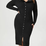 Forever 21  Women's Faux Fur-Trim Ribbed Sweater Midi Dress Black Size XL Photo 0